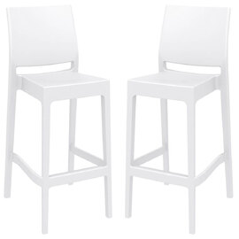 Mesa White Polypropylene Bar Stools With Glass Fiber In Pair