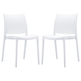 Mesa White Polypropylene Dining Chairs In Pair