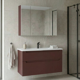 Messina 1000mm Wooden Wall Mounted Bathroom Furniture Set in Matte Red