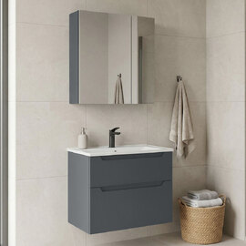 Messina 650mm Wooden Wall Mounted Bathroom Furniture Set in Matte Anthracite