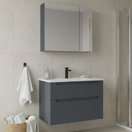 Messina 850mm Wooden Wall Mounted Bathroom Furniture Set in Matte Anthracite