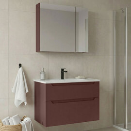 Messina 850mm Wooden Wall Mounted Bathroom Furniture Set in Matte Red