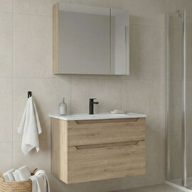 Messina 850mm Wooden Wall Mounted Bathroom Furniture Set in Oak