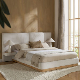 Messina Fabric Double Bed in White