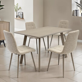 Messina Grey Small Rectangular Wooden Dining Table with 4 Mocha Chairs