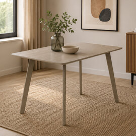 Messina Small Rectangular Wooden Dining Table with Taupe Legs in Grey