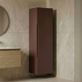 Messina Tall Wooden Wall Mounted Bathroom Storage Cabinet in Matte Red