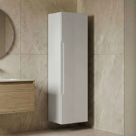 Messina Tall Wooden Wall Mounted Bathroom Storage Cabinet in Matte White