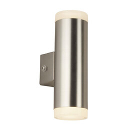 Metro LED Glass Outdoor Wall Light In Satin Silver