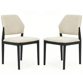 Mezira Cream Fabric Dining Chairs with Black Frame in Pair