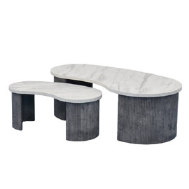 Mezira Wooden Nesting Coffee Table in White and Grey