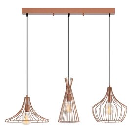 Mezop 3 Light Metal Ceiling Pendant Light in Copper