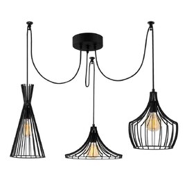 Mezop 3 Light Metal Chandelier Ceiling Pendant Light in Black