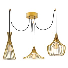 Mezop 3 Light Metal Chandelier Ceiling Pendant Light in Gold