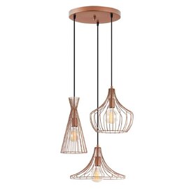 Mezop 3 Light Metal Cluster Ceiling Pendant Light in Copper
