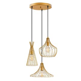 Mezop 3 Light Metal Cluster Ceiling Pendant Light in Gold