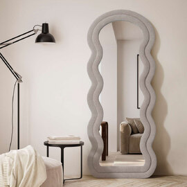 Mia Decorative Cheval Mirror with Beige Wooden Frame