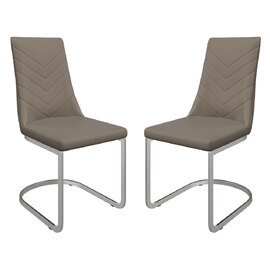 Miami Taupe Faux Leather Dining Chairs In Pair
