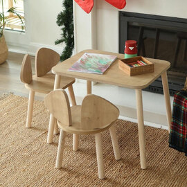 Mickey Wooden Kids Table with 2 Chairs in Brown