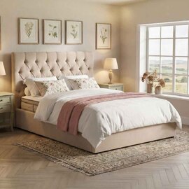 Middleton Fabric Ottoman Storage King Size Bed In Stone