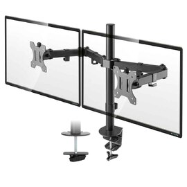 Midvale 32'' Double Arm Swivel Metal Desk Mount Monitor Stand - Black