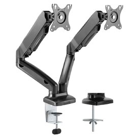 Midvale Double Arm Swivel Gas Spring Desk Mount Monitor Stand - Black