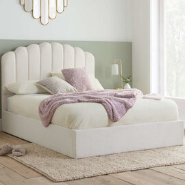 Milan Fabric Ottoman Storage King Size Bed In White
