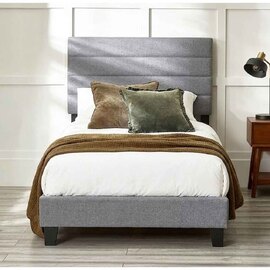 Milford Linen Fabric Single Bed In Grey