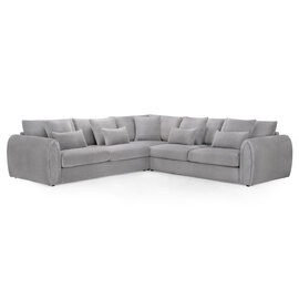 Millburn Plush Velvet Corner Sofa In Grey