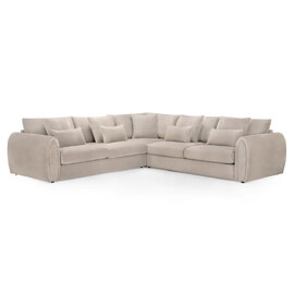 Millburn Plush Velvet Corner Sofa In Mocha