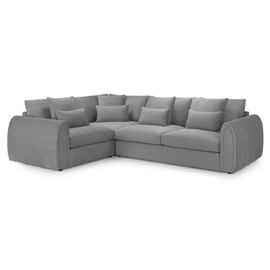 Millburn Plush Velvet Left Hand Corner Sofa In Grey