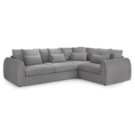Millburn Plush Velvet Right Hand Corner Sofa In Grey
