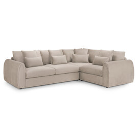 Millburn Plush Velvet Right Hand Corner Sofa In Mocha