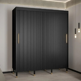 Millwall 180cm Wooden Wardrobe With 2 Sliding Doors In Black