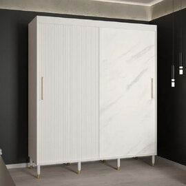 Millwall Wooden Wardrobe 180cm With 2 Sliding Doors In White