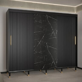 Millwall Wooden Wardrobe 250cm With 3 Sliding Doors In Black