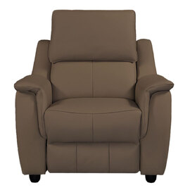 Milun Leather Electric Recliner 1 Seater Sofa In Dark Taupe