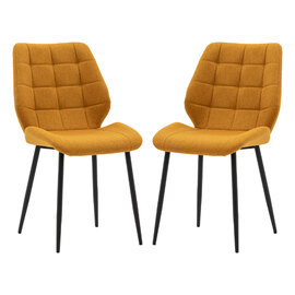 Minford Saffron Fabric Dining Chairs With Black Legs In Pair