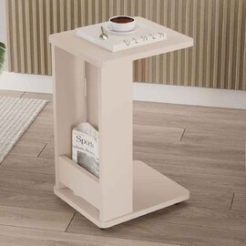 Mini Wooden Side Table with Magazine Rack in Sand