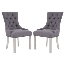 Mintaka Grey Velvet Dining Chairs With Sledge Legs In A Pair