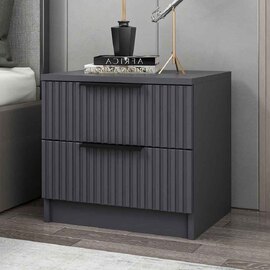 Mireva Wooden Bedside Cabinet With 2 Drawers in Anthracite