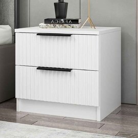 Mireva Wooden Bedside Cabinet With 2 Drawers in White