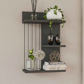Mireva Wooden Hall Hung Shelving Unit in Anthracite