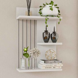 Mireva Wooden Hall Hung Shelving Unit in White