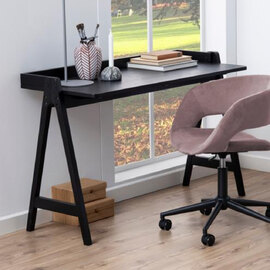 Misoka Wooden Rectangular Laptop Desk In Matt Black