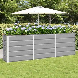 Modenza 240 x 75cm Garden Steel Planter In Light Grey