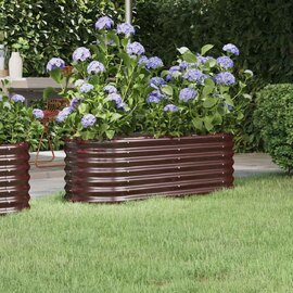 Modenza Oval 114 x 40 x 36cm Garden Galvanised Steel Planter in Brown