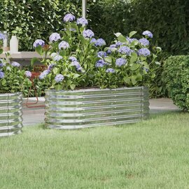 Modenza Oval 114 x 40 x 36cm Garden Galvanised Steel Planter in Silver
