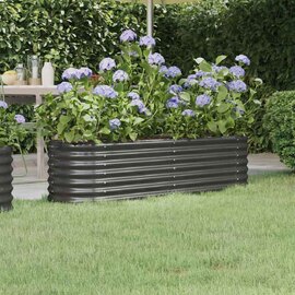 Modenza Oval 152 x 40 x 36cm Garden Galvanised Steel Planter in Anthracite