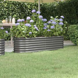 Modenza Oval 152 x 40 x 36cm Garden Galvanised Steel Planter in Grey